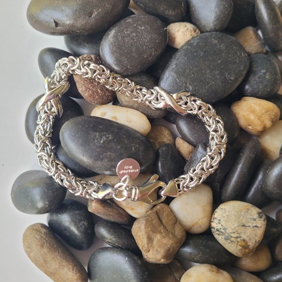 ROMANZA ITALY interwoven "X" Station Bracelet - Picture 1 of 11